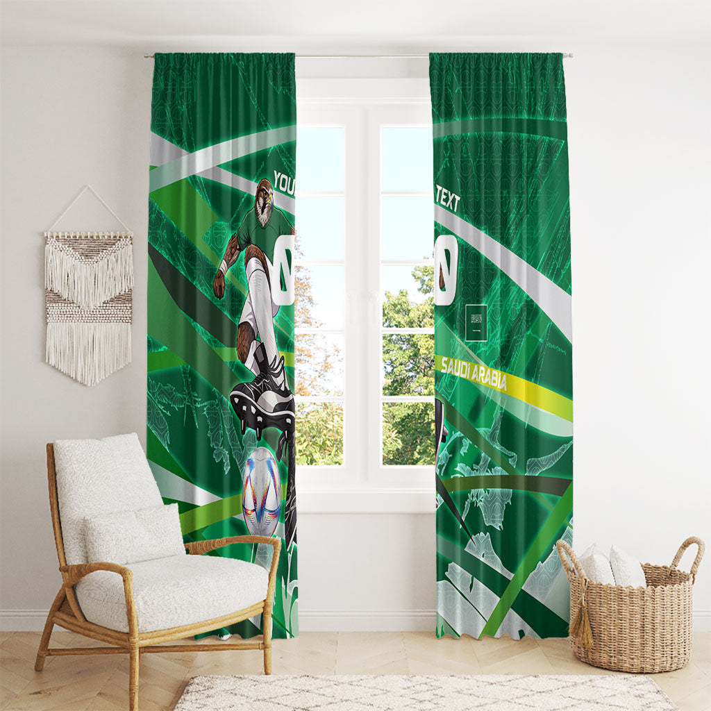 Personalized Saudi Arabia Football Window Curtain Green Falcon National Pride Mascot