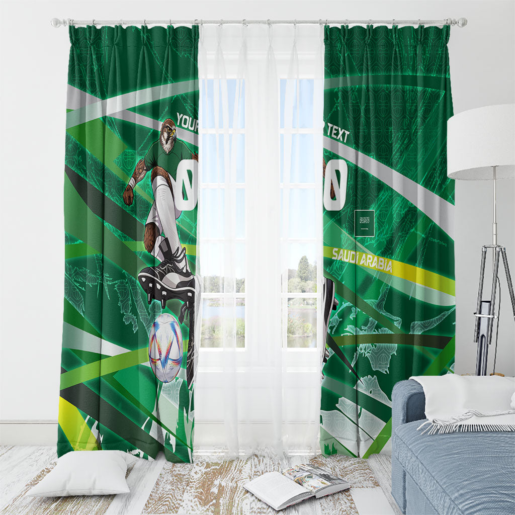 Personalized Saudi Arabia Football Window Curtain Green Falcon National Pride Mascot