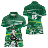 Personalized Saudi Arabia Football Women Polo Shirt Green Falcon National Pride Mascot