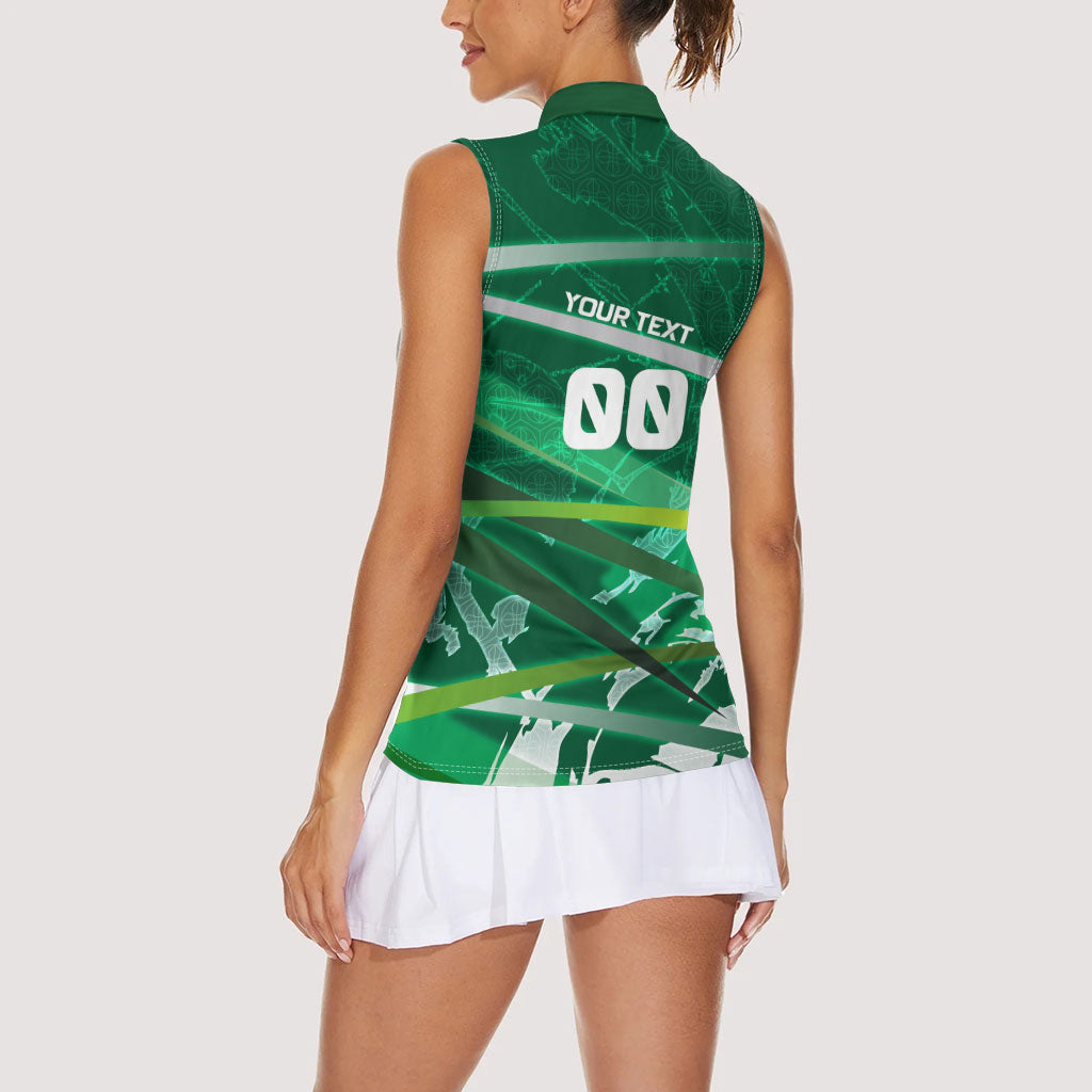 Personalized Saudi Arabia Football Women Sleeveless Polo Shirt Green Falcon National Pride Mascot