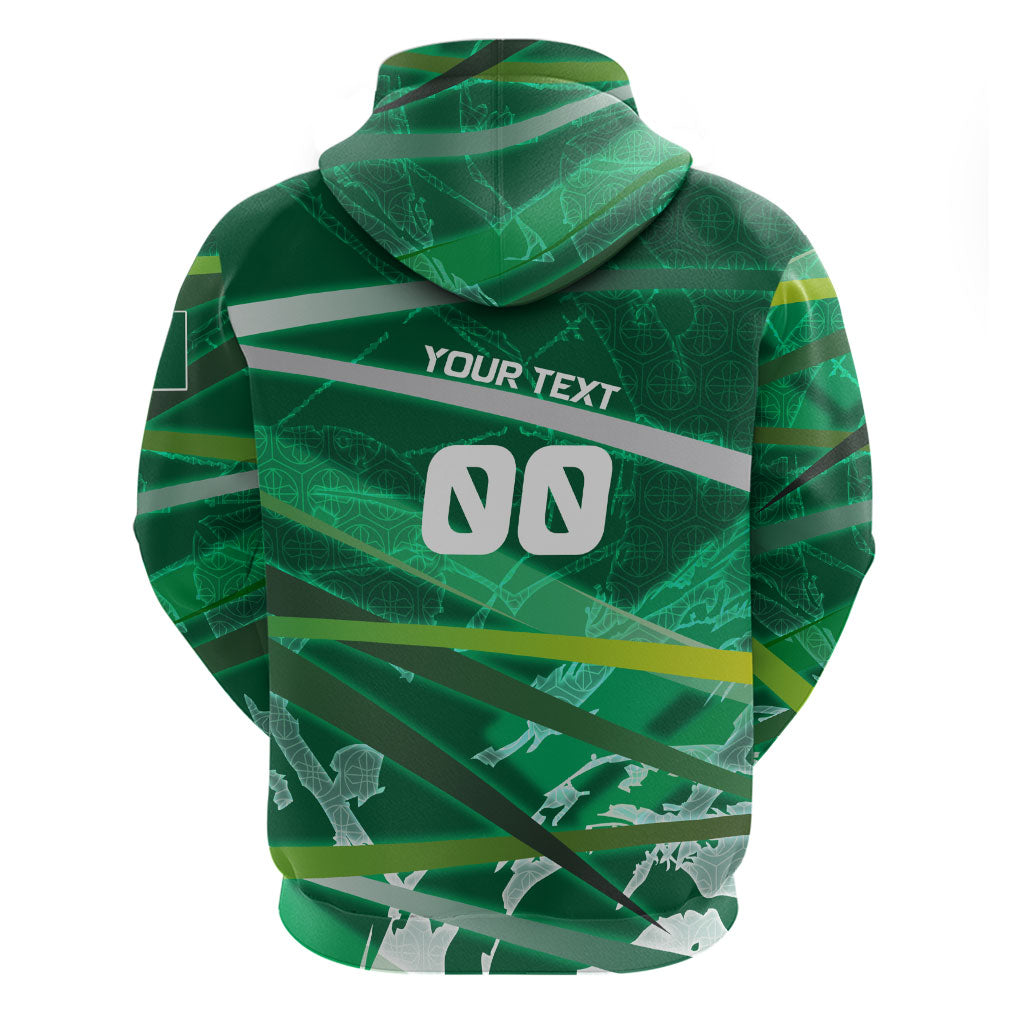 Personalized Saudi Arabia Football Zip Hoodie Green Falcon National Pride Mascot
