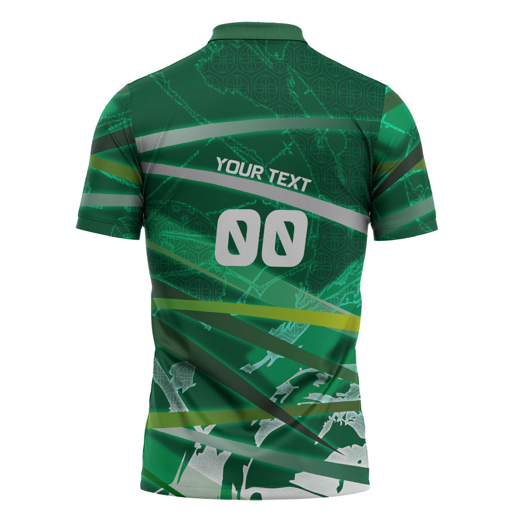 Personalized Saudi Arabia Football Zipper Polo Shirt Green Falcon National Pride Mascot