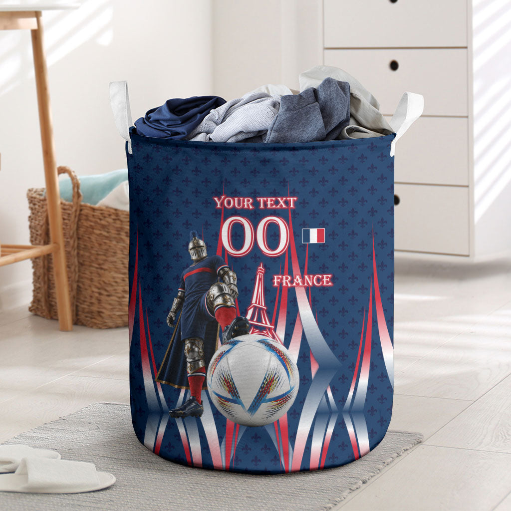 Personalized France Football Knight Laundry Basket Medieval Knight Soccer Concept With Eiffel Tower
