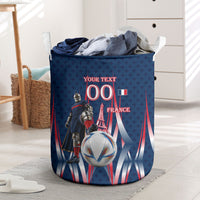 Personalized France Football Knight Laundry Basket Medieval Knight Soccer Concept With Eiffel Tower