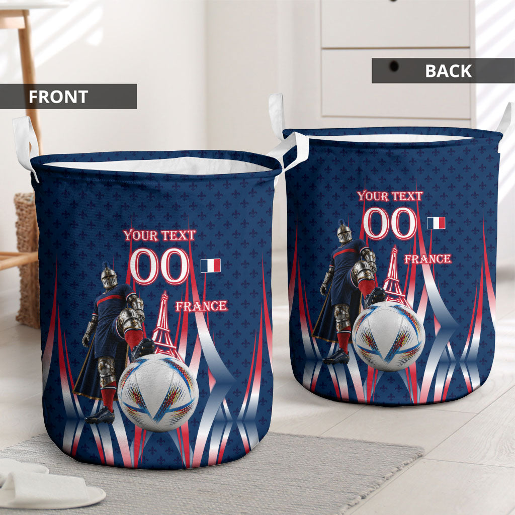 Personalized France Football Knight Laundry Basket Medieval Knight Soccer Concept With Eiffel Tower