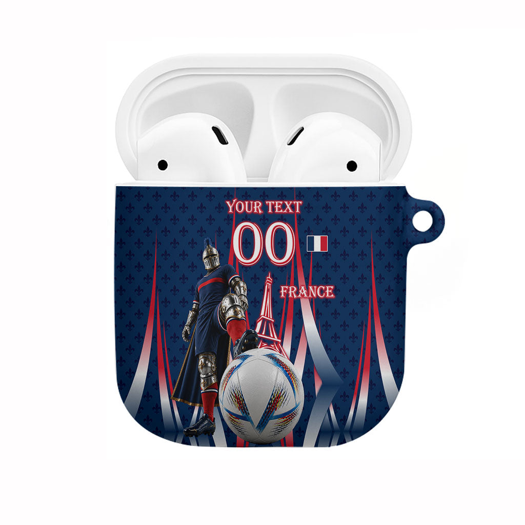 Personalized France Football Knight AirPods Case Medieval Knight Soccer Concept With Eiffel Tower
