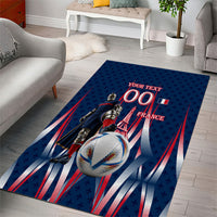 Personalized France Football Knight Area Rug Medieval Knight Soccer Concept With Eiffel Tower