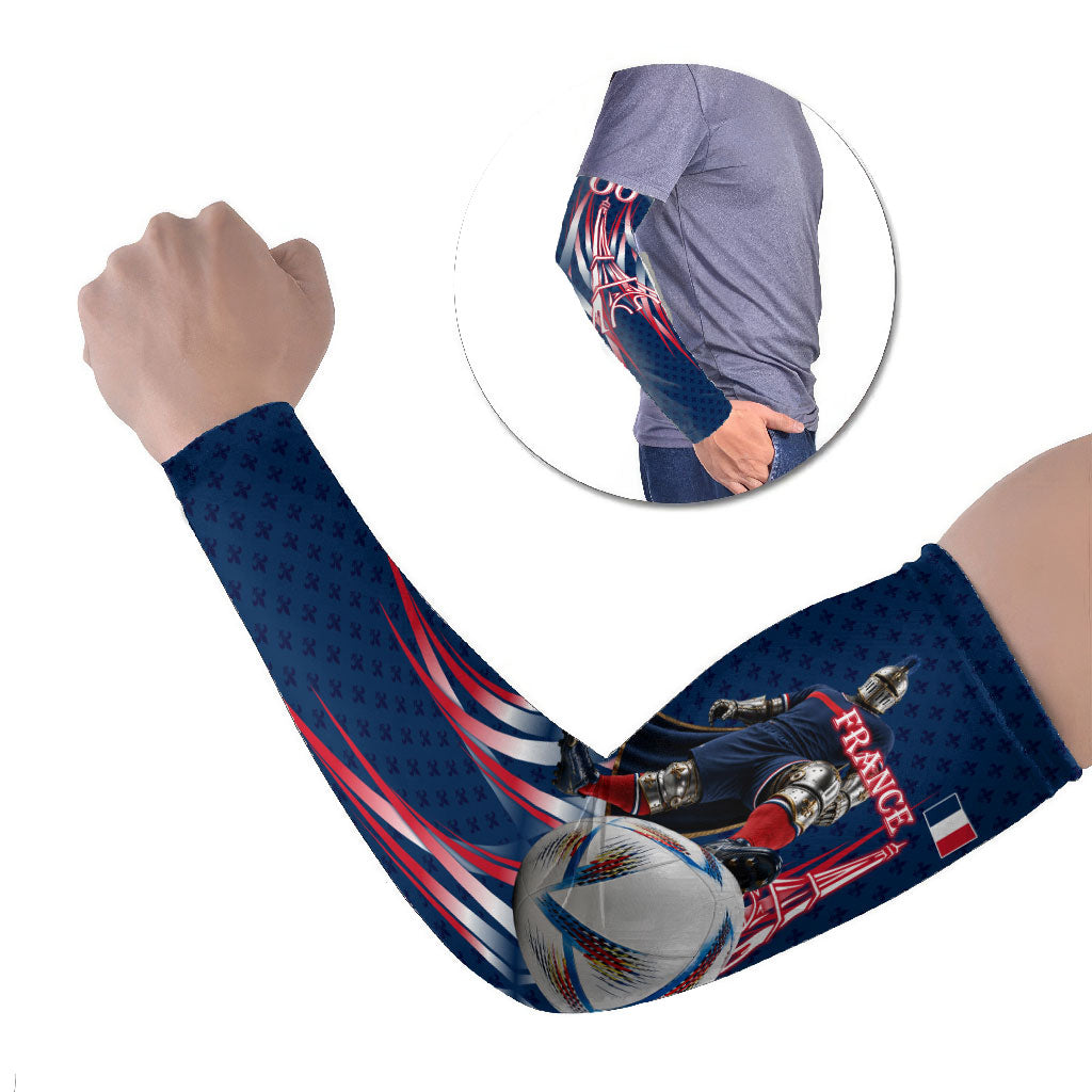 Personalized France Football Knight Arm Sleeves Medieval Knight Soccer Concept With Eiffel Tower