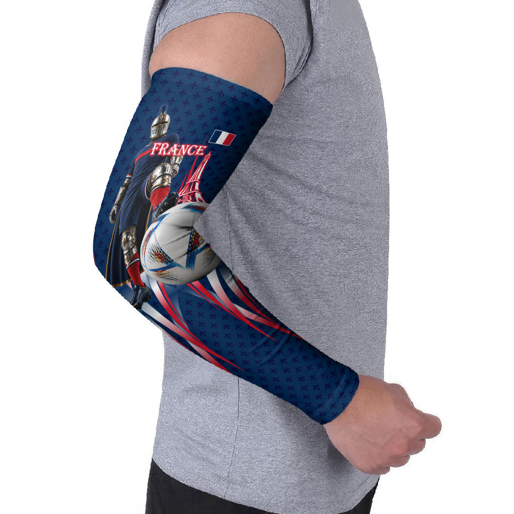 Personalized France Football Knight Arm Sleeves Medieval Knight Soccer Concept With Eiffel Tower