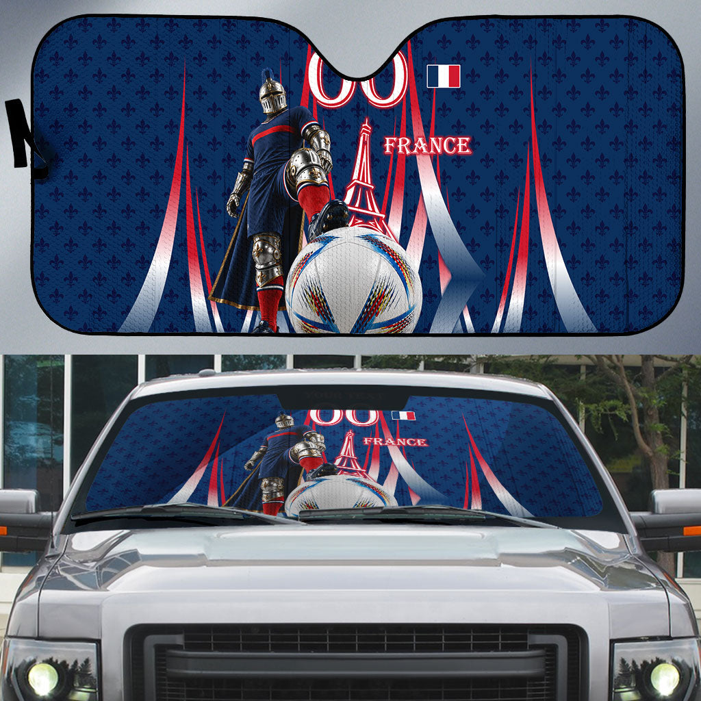 Personalized France Football Knight Auto Sun Shade Medieval Knight Soccer Concept With Eiffel Tower