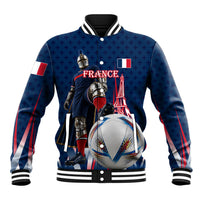 Personalized France Football Knight Baseball Jacket Medieval Knight Soccer Concept With Eiffel Tower