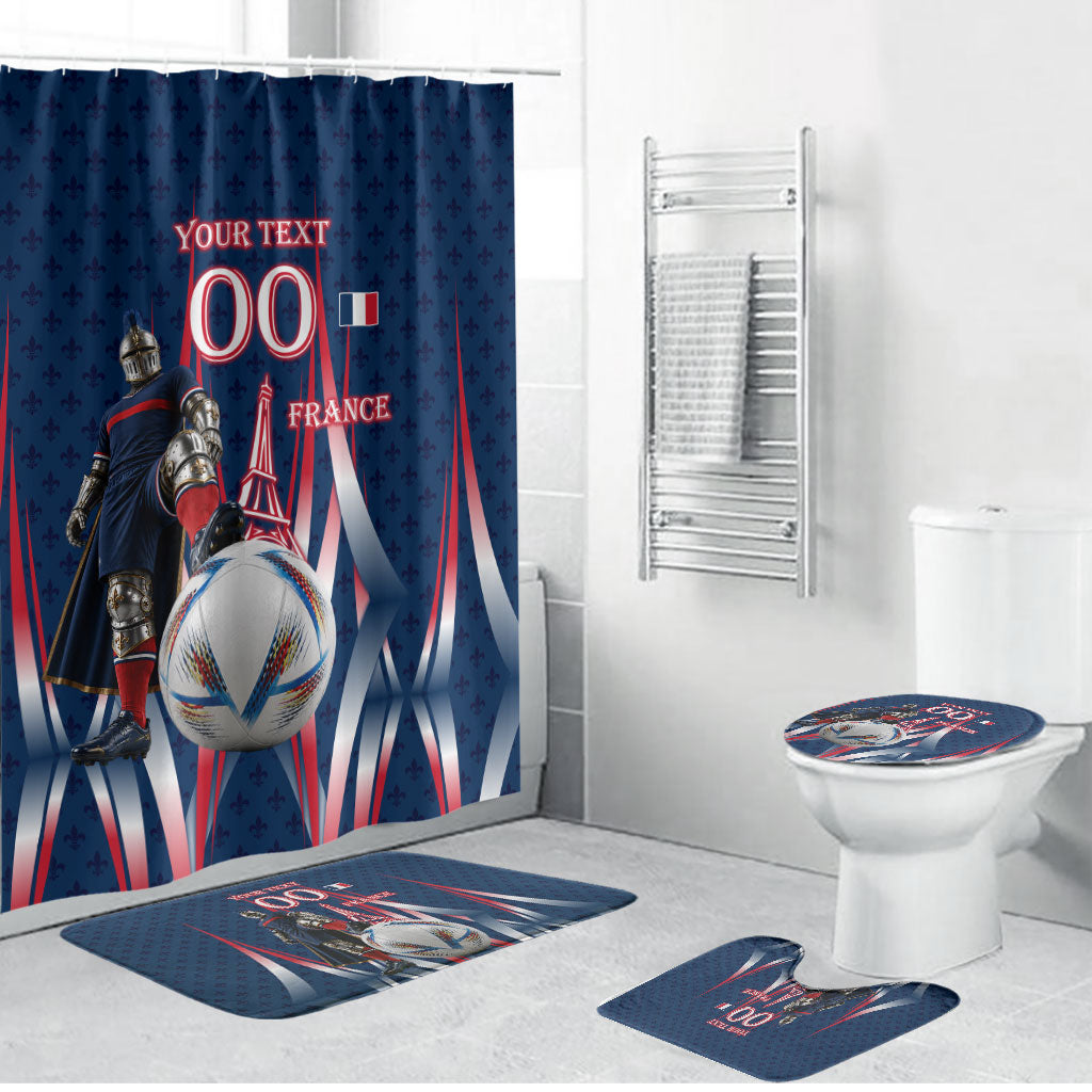 Personalized France Football Knight Bathroom Set Medieval Knight Soccer Concept With Eiffel Tower