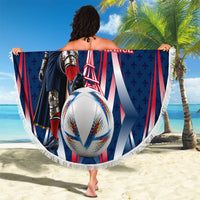 Personalized France Football Knight Beach Blanket Medieval Knight Soccer Concept With Eiffel Tower