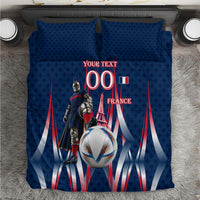 Personalized France Football Knight Bedding Set Medieval Knight Soccer Concept With Eiffel Tower