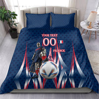 Personalized France Football Knight Bedding Set Medieval Knight Soccer Concept With Eiffel Tower