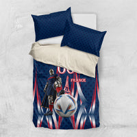 Personalized France Football Knight Bedding Set Medieval Knight Soccer Concept With Eiffel Tower