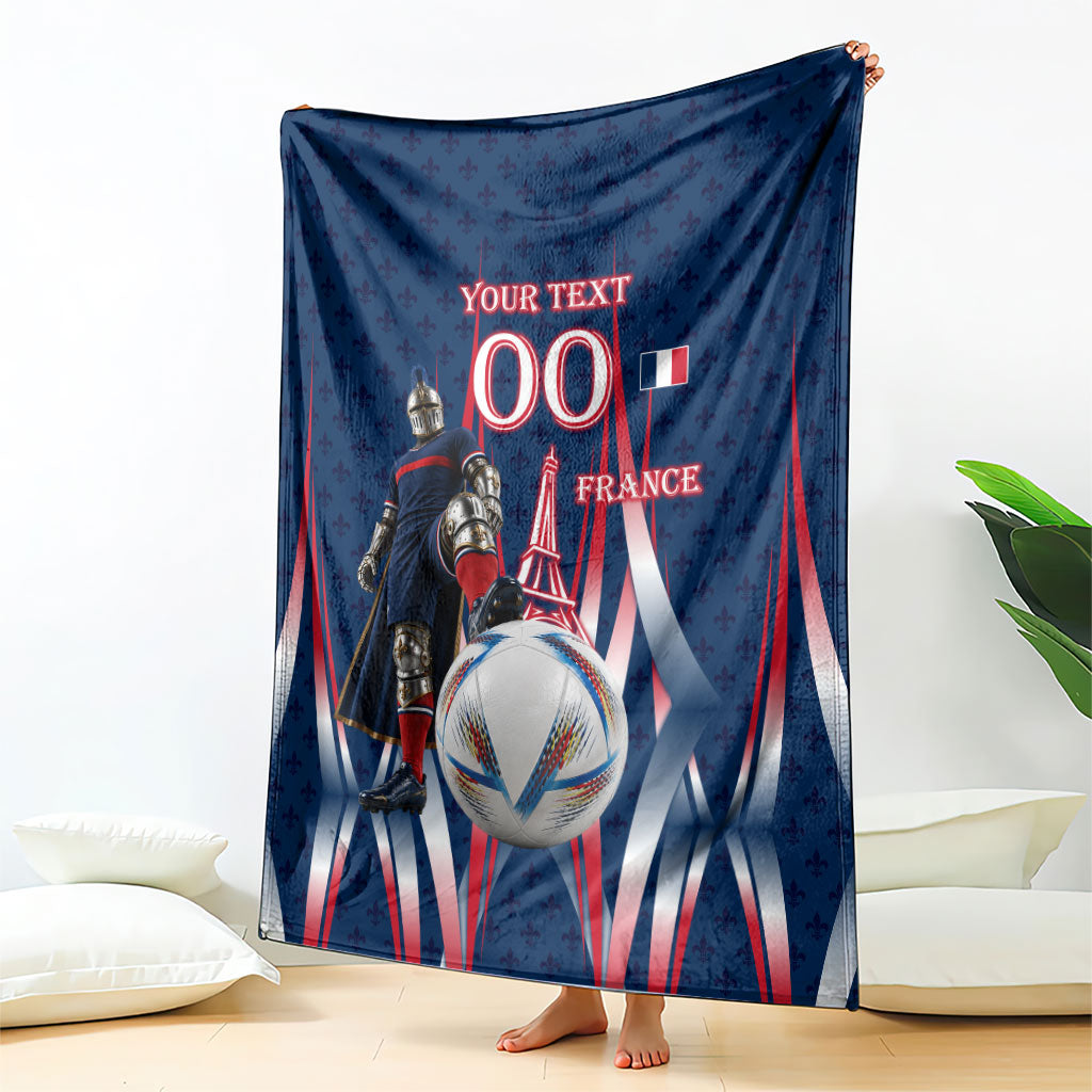 Personalized France Football Knight Blanket Medieval Knight Soccer Concept With Eiffel Tower