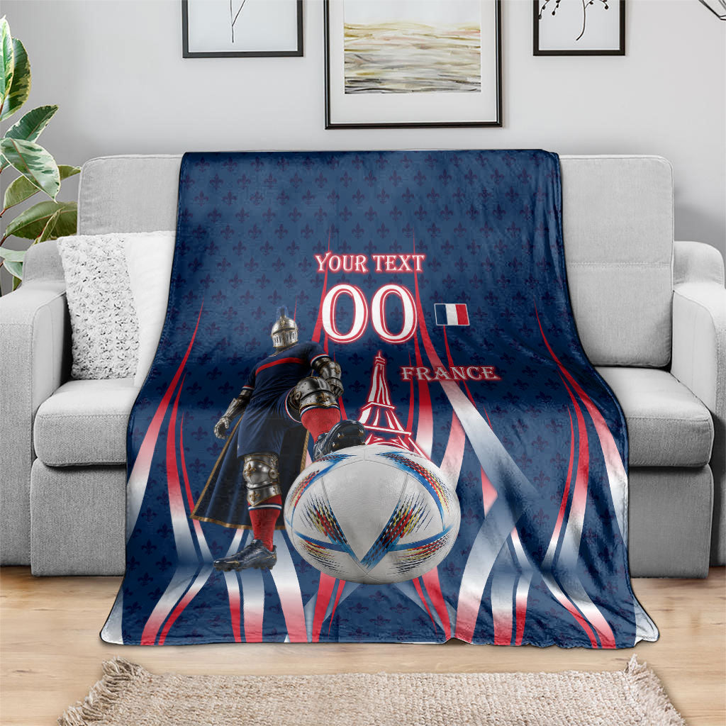 Personalized France Football Knight Blanket Medieval Knight Soccer Concept With Eiffel Tower