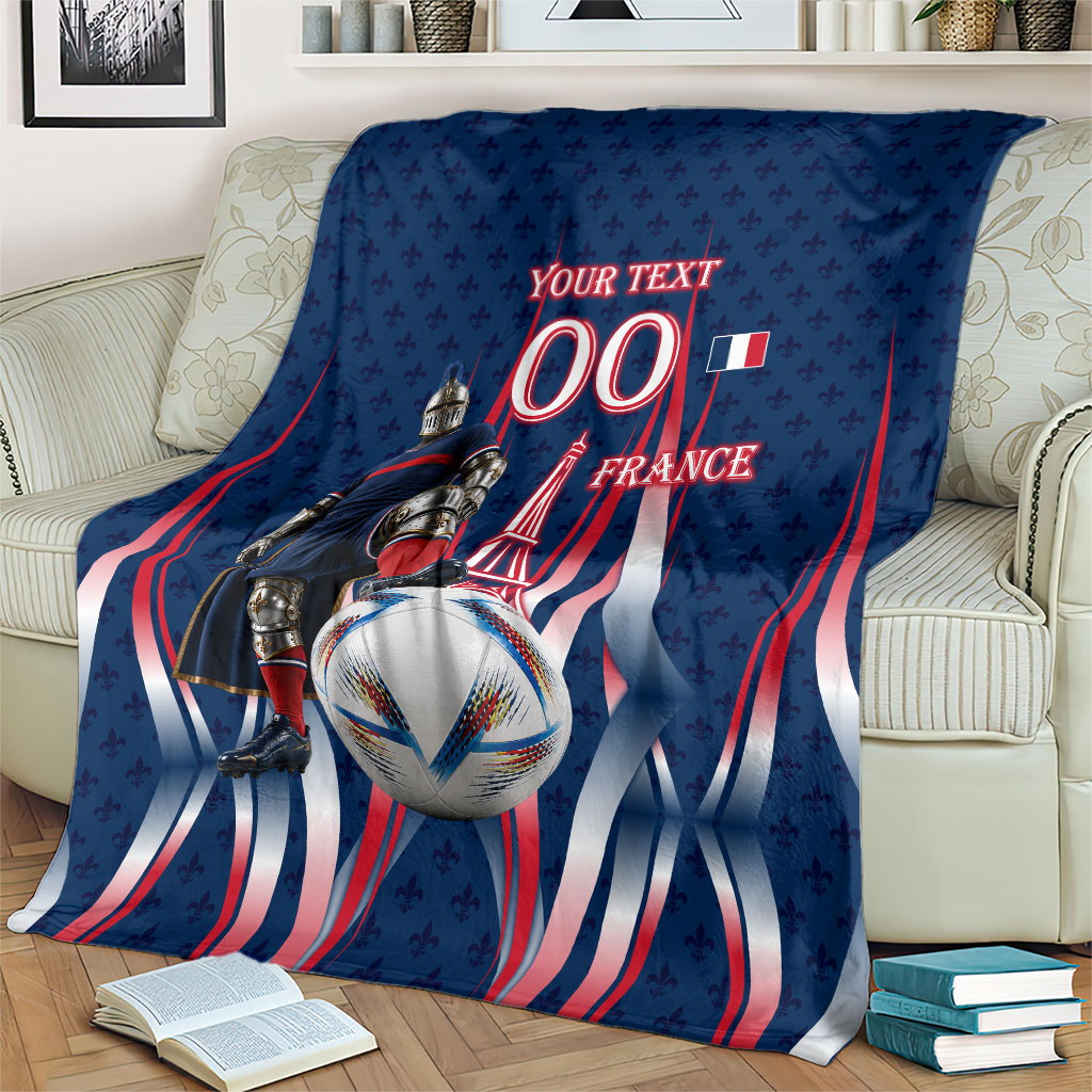 Personalized France Football Knight Blanket Medieval Knight Soccer Concept With Eiffel Tower