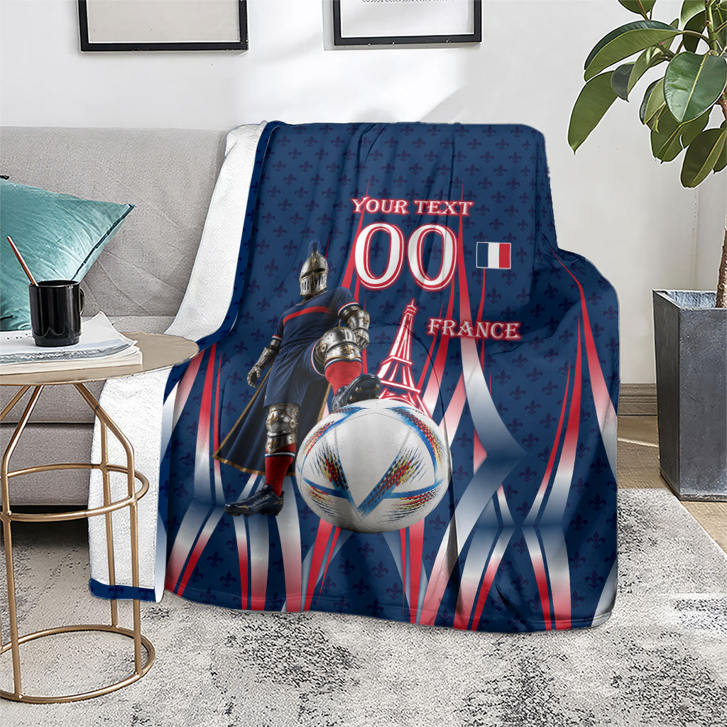 Personalized France Football Knight Blanket Medieval Knight Soccer Concept With Eiffel Tower