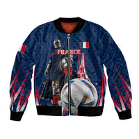 Personalized France Football Knight Bomber Jacket Medieval Knight Soccer Concept With Eiffel Tower
