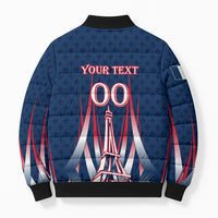 Personalized France Football Knight Bomber Puffer Jacket Medieval Knight Soccer Concept With Eiffel Tower