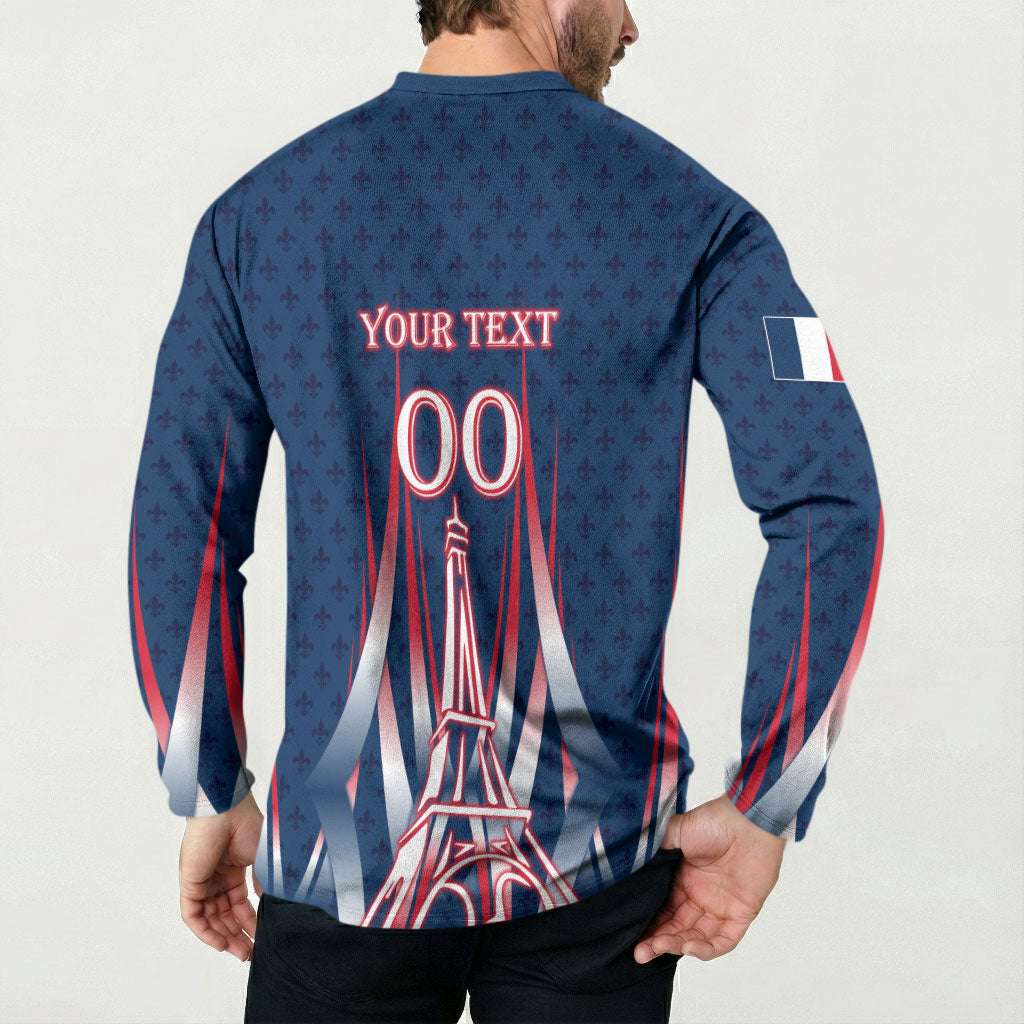 Personalized France Football Knight Button Sweatshirt Medieval Knight Soccer Concept With Eiffel Tower