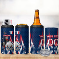 Personalized France Football Knight 4 in 1 Can Cooler Tumbler Medieval Knight Soccer Concept With Eiffel Tower