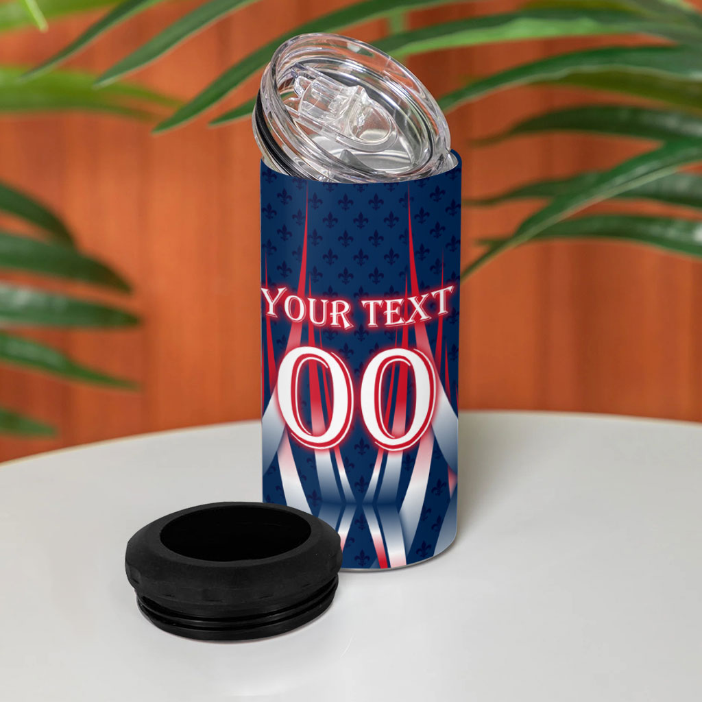 Personalized France Football Knight 4 in 1 Can Cooler Tumbler Medieval Knight Soccer Concept With Eiffel Tower