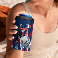 Personalized France Football Knight 4 in 1 Can Cooler Tumbler Medieval Knight Soccer Concept With Eiffel Tower