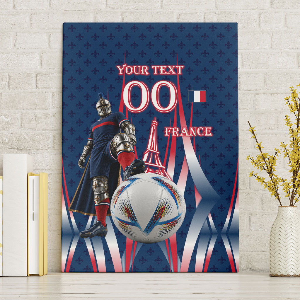 Personalized France Football Knight Canvas Wall Art Medieval Knight Soccer Concept With Eiffel Tower