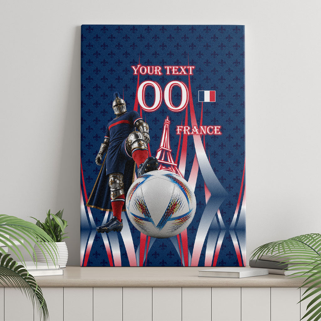 Personalized France Football Knight Canvas Wall Art Medieval Knight Soccer Concept With Eiffel Tower
