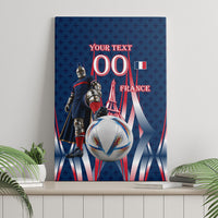 Personalized France Football Knight Canvas Wall Art Medieval Knight Soccer Concept With Eiffel Tower