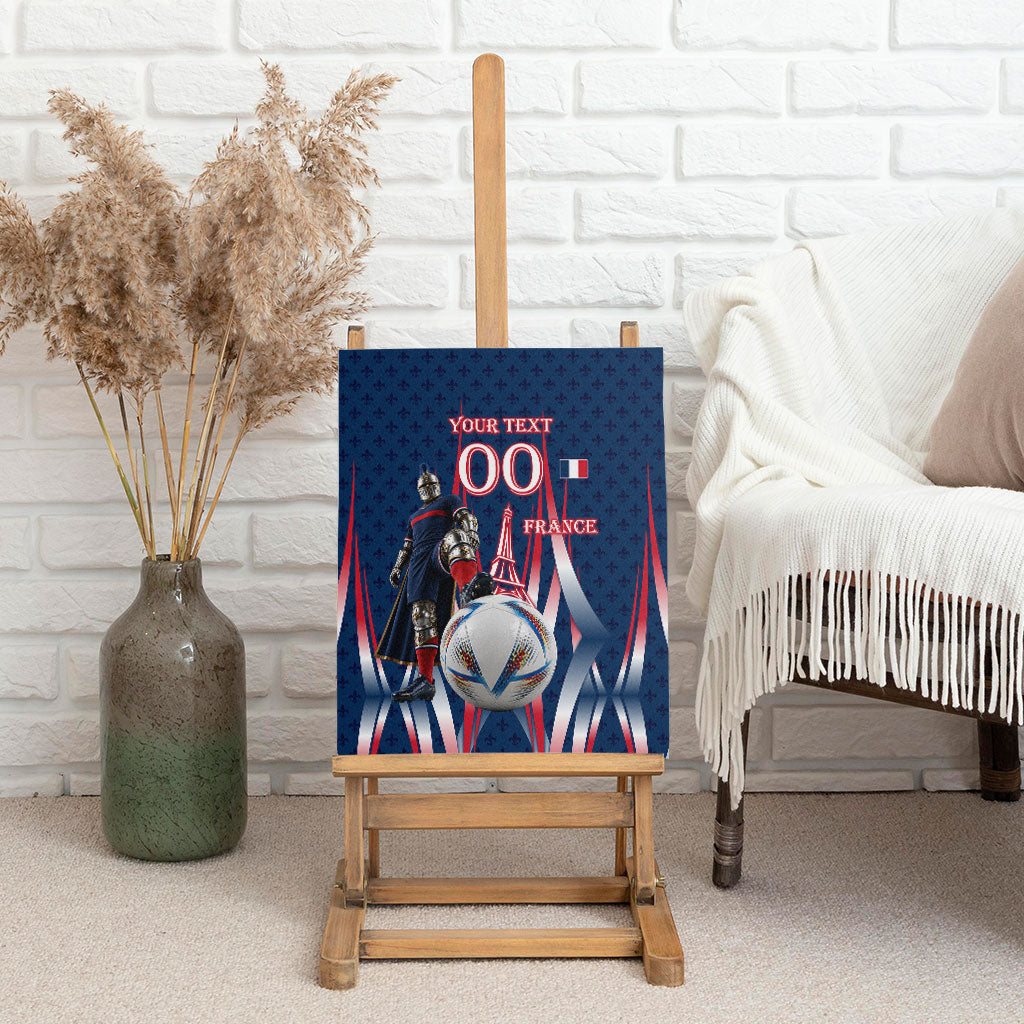 Personalized France Football Knight Canvas Wall Art Medieval Knight Soccer Concept With Eiffel Tower