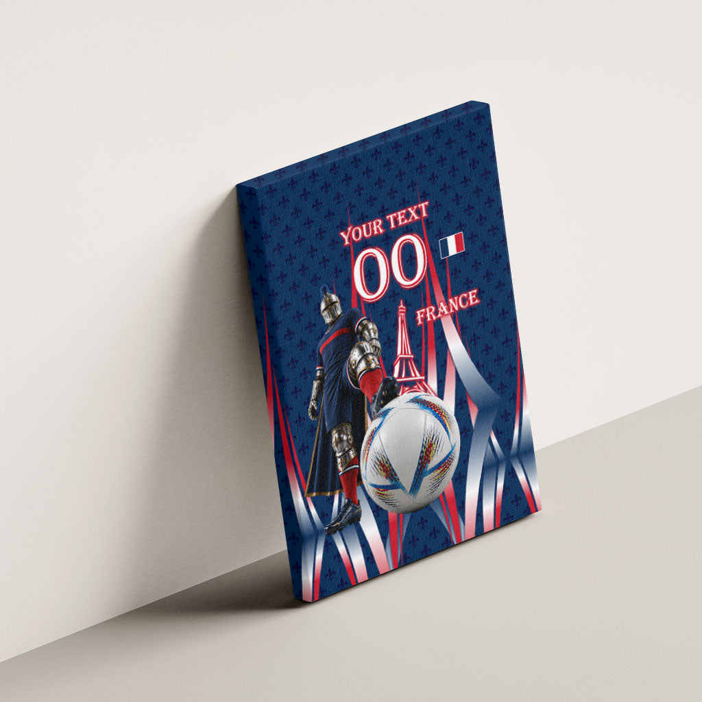 Personalized France Football Knight Canvas Wall Art Medieval Knight Soccer Concept With Eiffel Tower