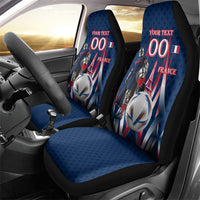 Personalized France Football Knight Car Seat Cover Medieval Knight Soccer Concept With Eiffel Tower
