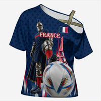 Personalized France Football Knight Cross Shoulder Shirt Medieval Knight Soccer Concept With Eiffel Tower