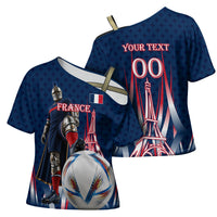 Personalized France Football Knight Cross Shoulder Shirt Medieval Knight Soccer Concept With Eiffel Tower