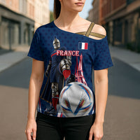 Personalized France Football Knight Cross Shoulder Shirt Medieval Knight Soccer Concept With Eiffel Tower