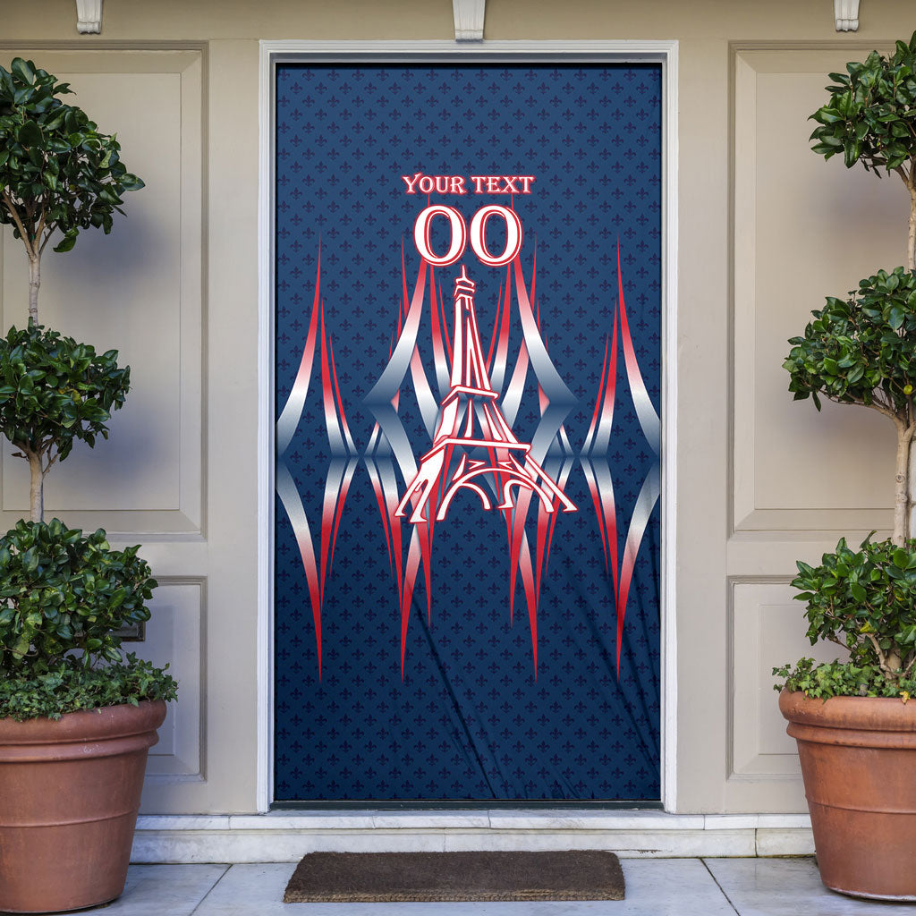 Personalized France Football Knight Door Cover Medieval Knight Soccer Concept With Eiffel Tower