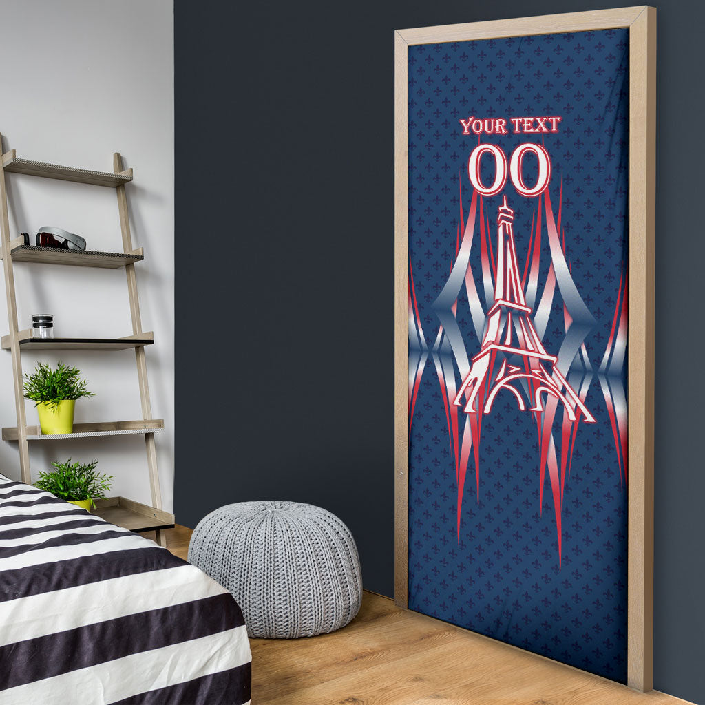 Personalized France Football Knight Door Cover Medieval Knight Soccer Concept With Eiffel Tower