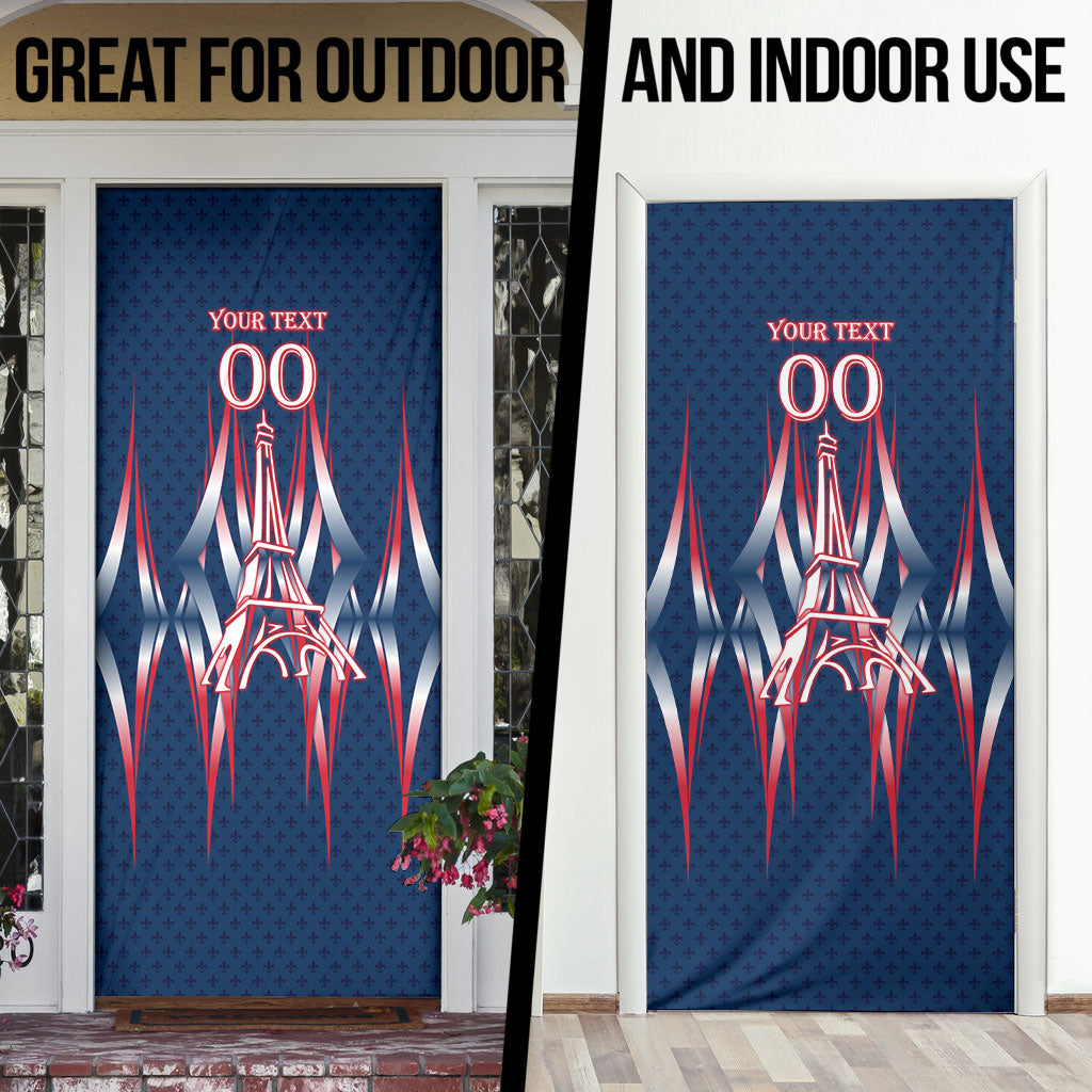 Personalized France Football Knight Door Cover Medieval Knight Soccer Concept With Eiffel Tower