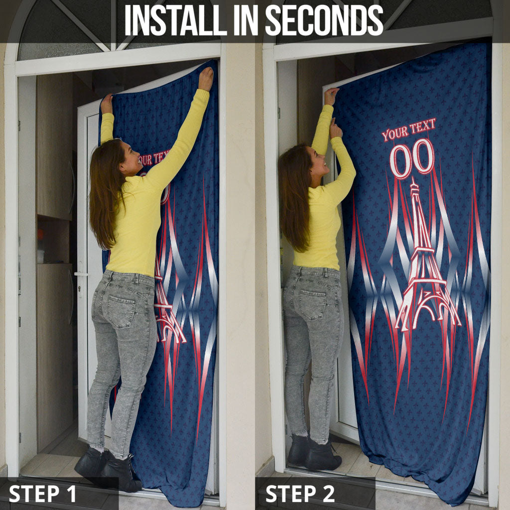 Personalized France Football Knight Door Cover Medieval Knight Soccer Concept With Eiffel Tower