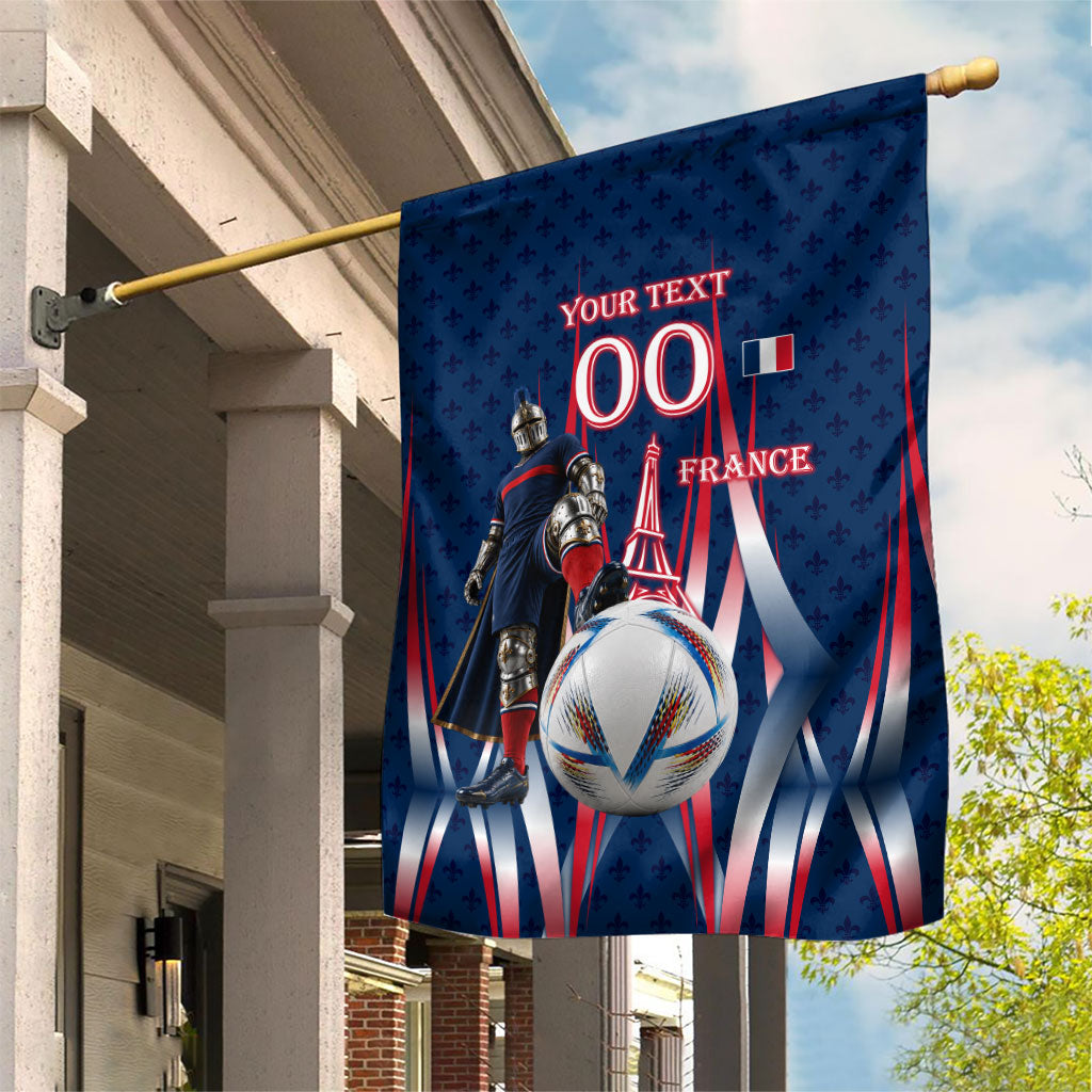 Personalized France Football Knight Garden Flag Medieval Knight Soccer Concept With Eiffel Tower
