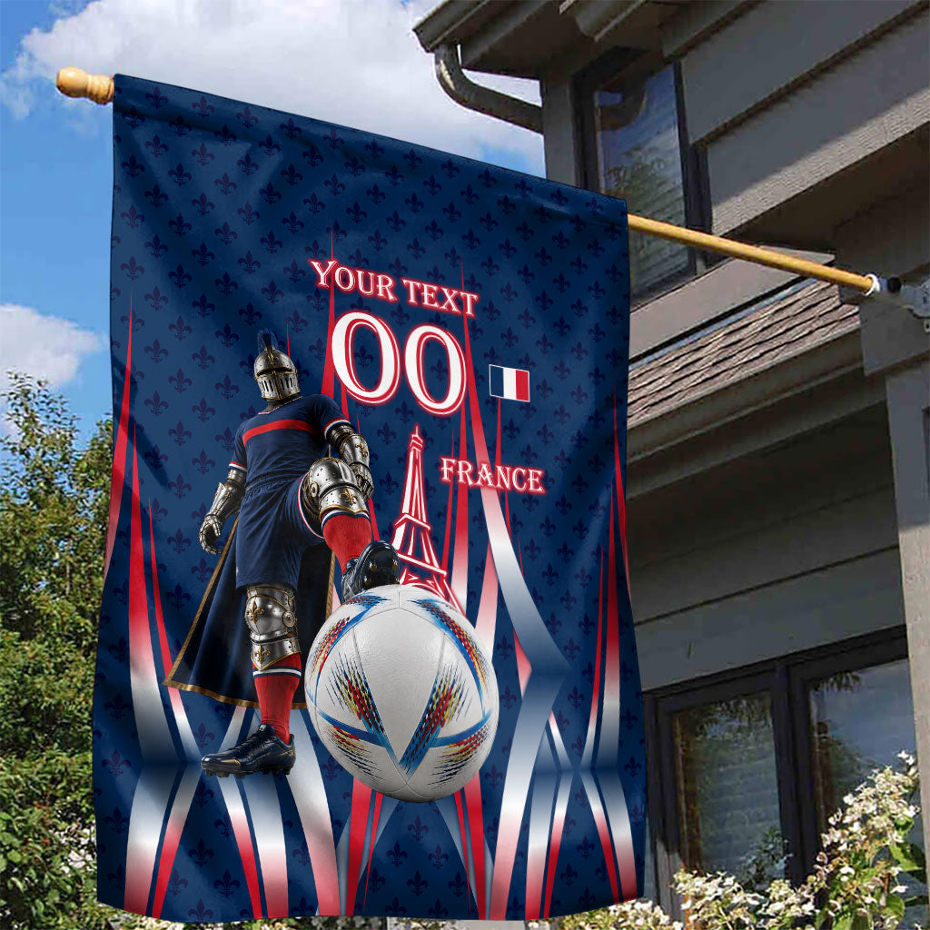 Personalized France Football Knight Garden Flag Medieval Knight Soccer Concept With Eiffel Tower