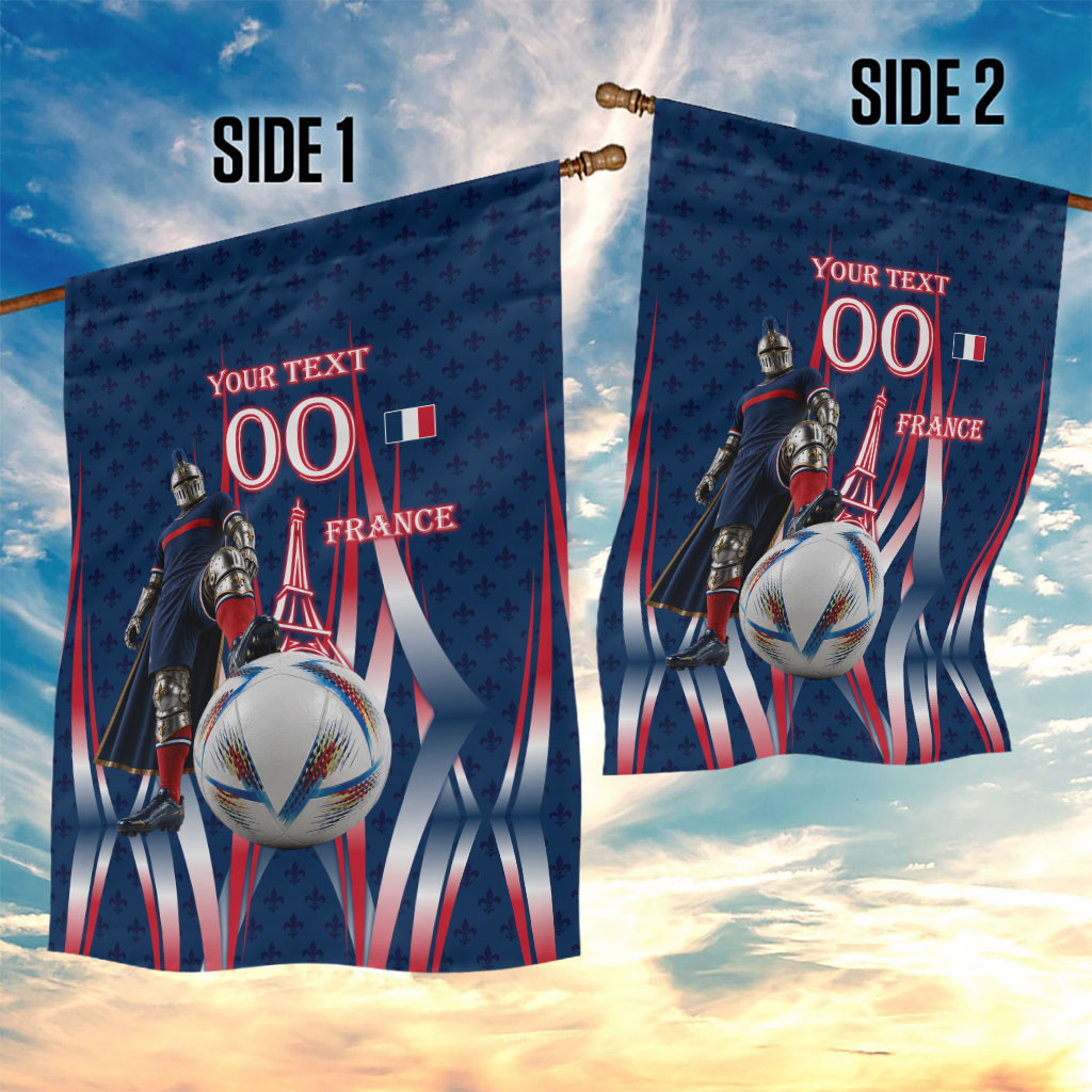 Personalized France Football Knight Garden Flag Medieval Knight Soccer Concept With Eiffel Tower