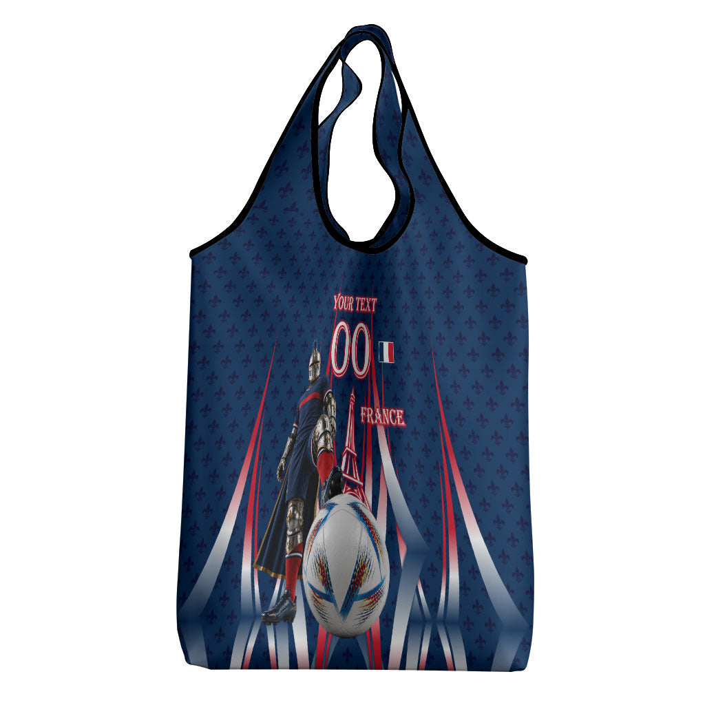 Personalized France Football Knight Grocery Bag Medieval Knight Soccer Concept With Eiffel Tower