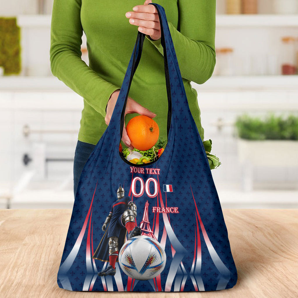 Personalized France Football Knight Grocery Bag Medieval Knight Soccer Concept With Eiffel Tower