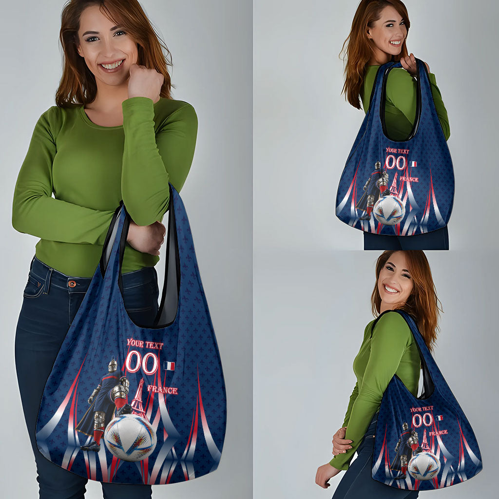 Personalized France Football Knight Grocery Bag Medieval Knight Soccer Concept With Eiffel Tower