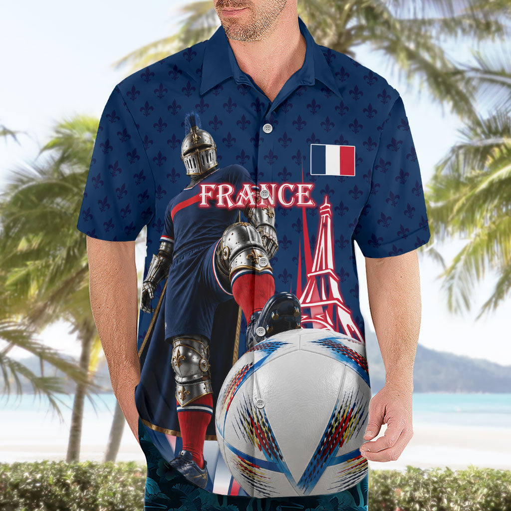Personalized France Football Knight Hawaiian Shirt Medieval Knight Soccer Concept With Eiffel Tower